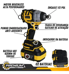 Chave De Impacto 48v Profissional  Maleta 35 Peças